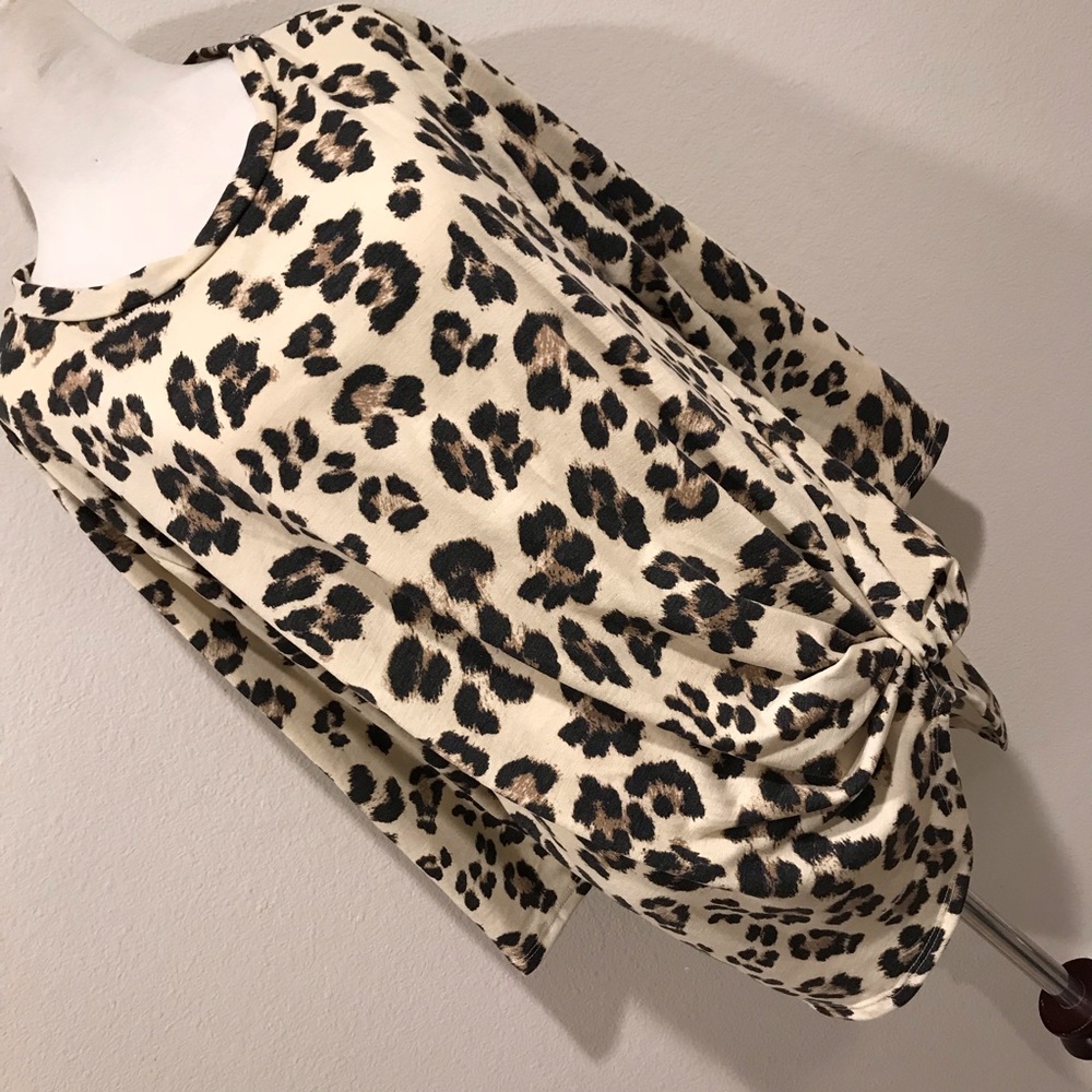 Nordstrom Leopard Print Tie Front Tunic Blouse 🖤